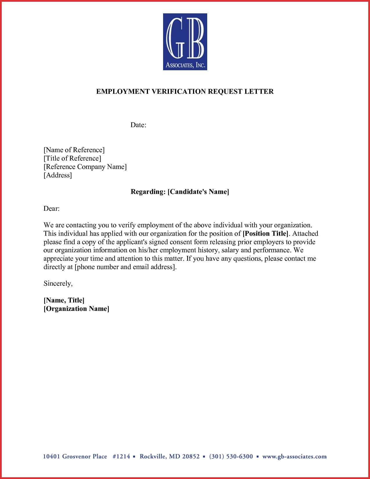 Employment Verification Request Letter – Zimer.bwong.co Pertaining To Employment Verification Letter Template Word
