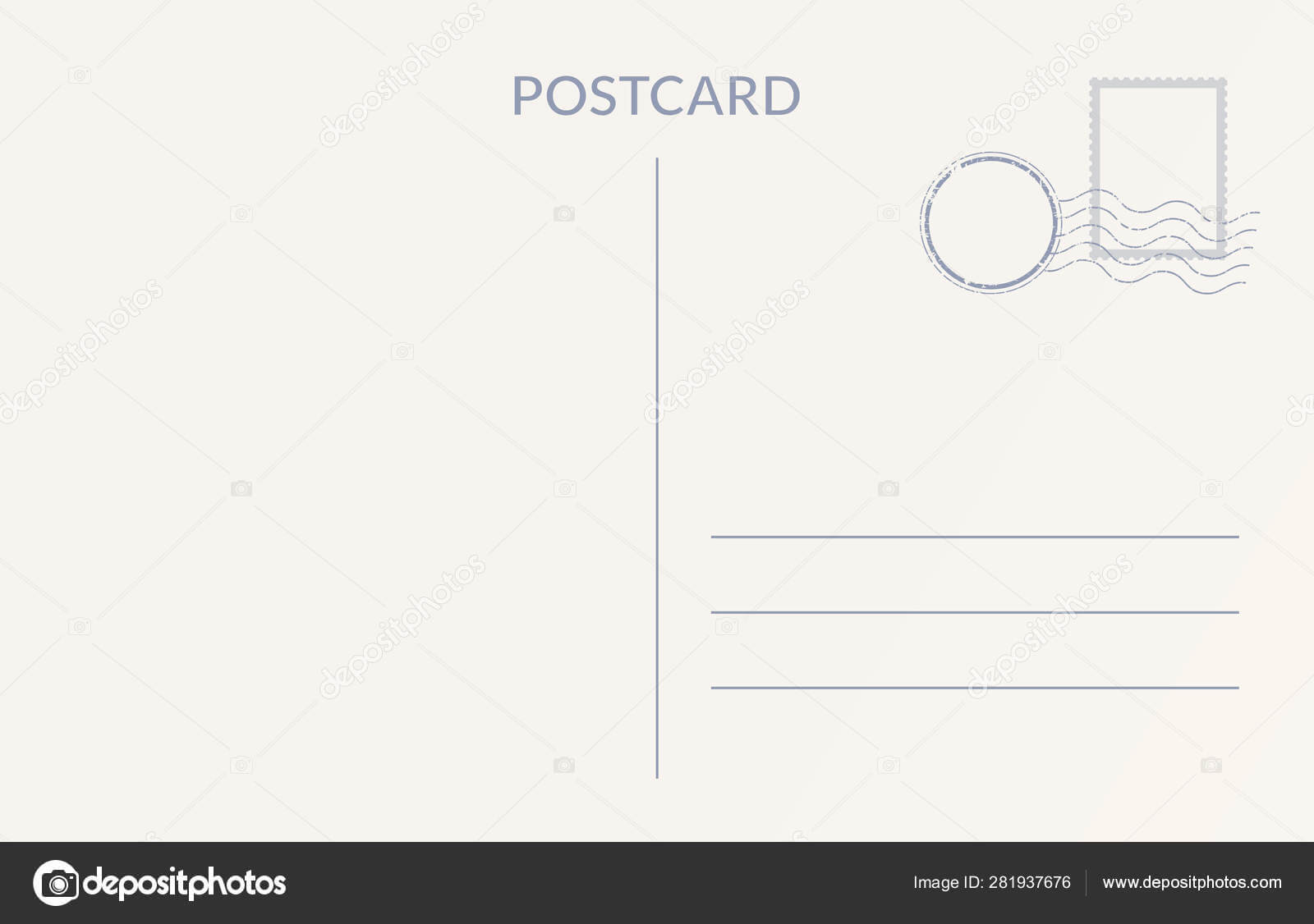 Empty Postcard Template. Design Of Blank Post Card Back With Regard To Post Cards Template