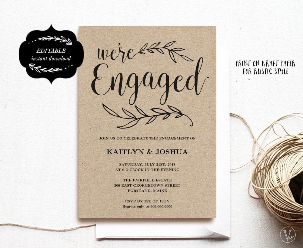 Engagement Invitation Template, Printable Engagement Party With Engagement Invitation Card Template