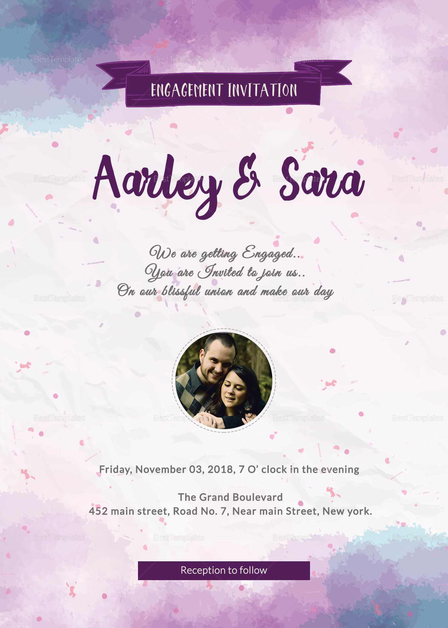 Engagement Party Invitation Card Template With Engagement Invitation Card Template
