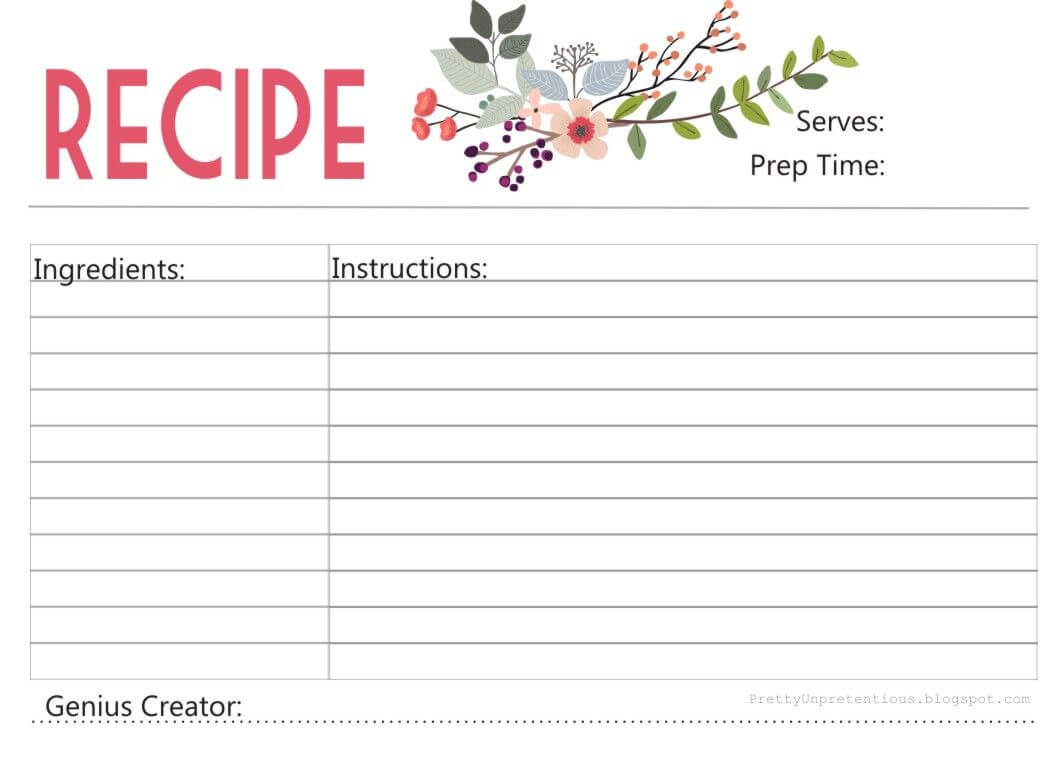 Free Printable Recipe Card Pie