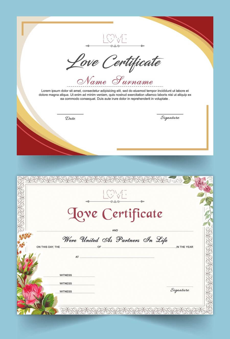 Entry #15Satishandsurabhi For Design A Love Certificate Regarding Love Certificate Templates