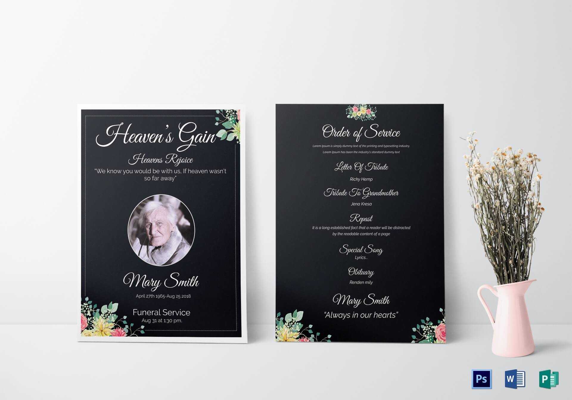 Eulogy Funeral Invitation Card Template Intended For Funeral Invitation Card Template