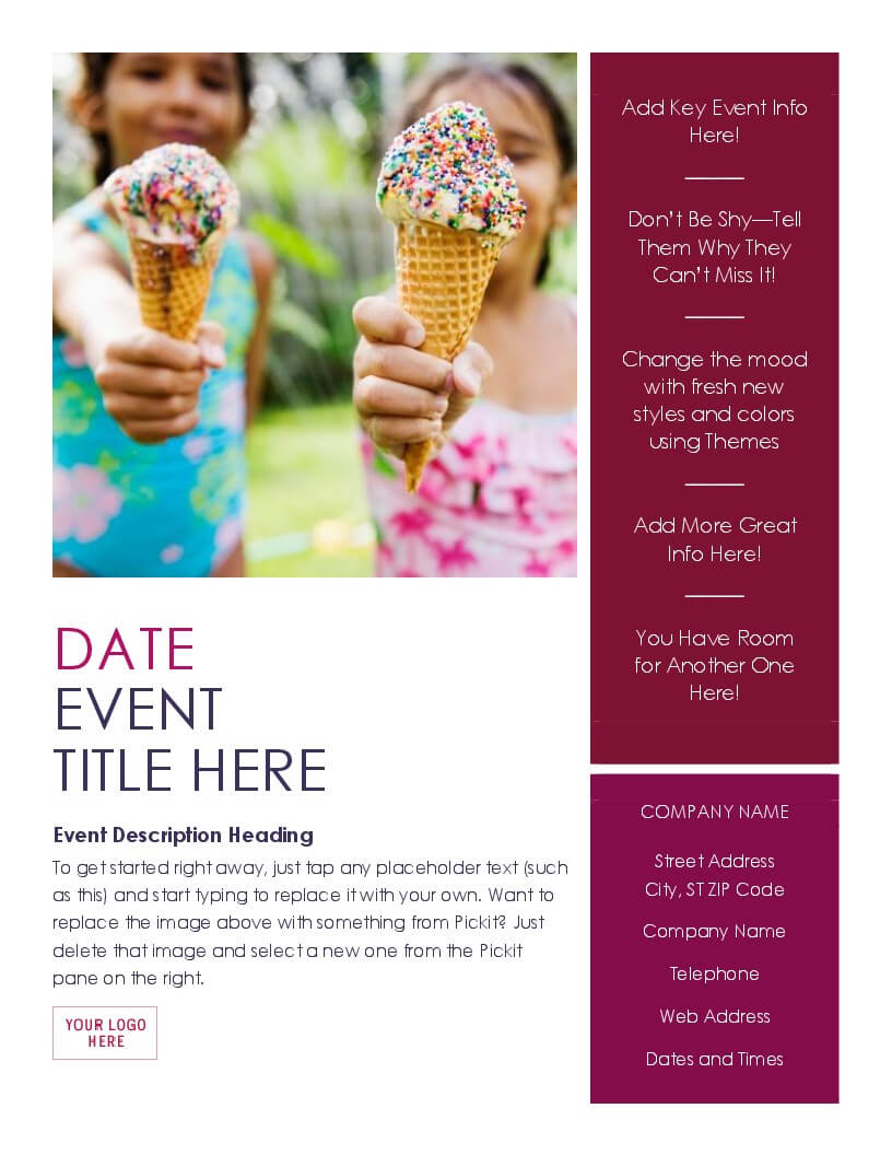 Event Flyer With Pickit Add In Within Templates For Flyers In Word