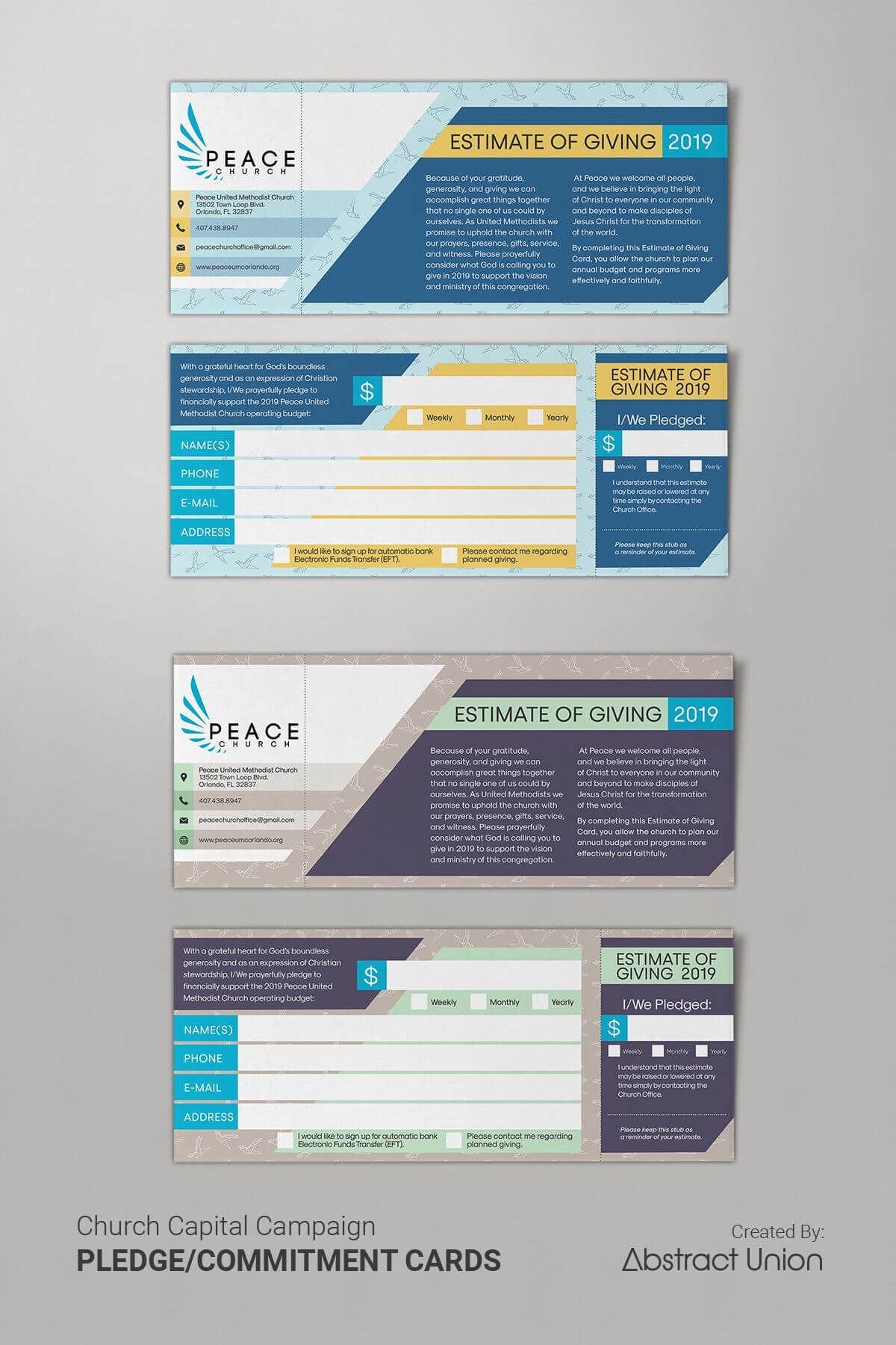 Example Of A Clean And Modern Pledge Card Layout We Designed For Building Fund Pledge Card Template