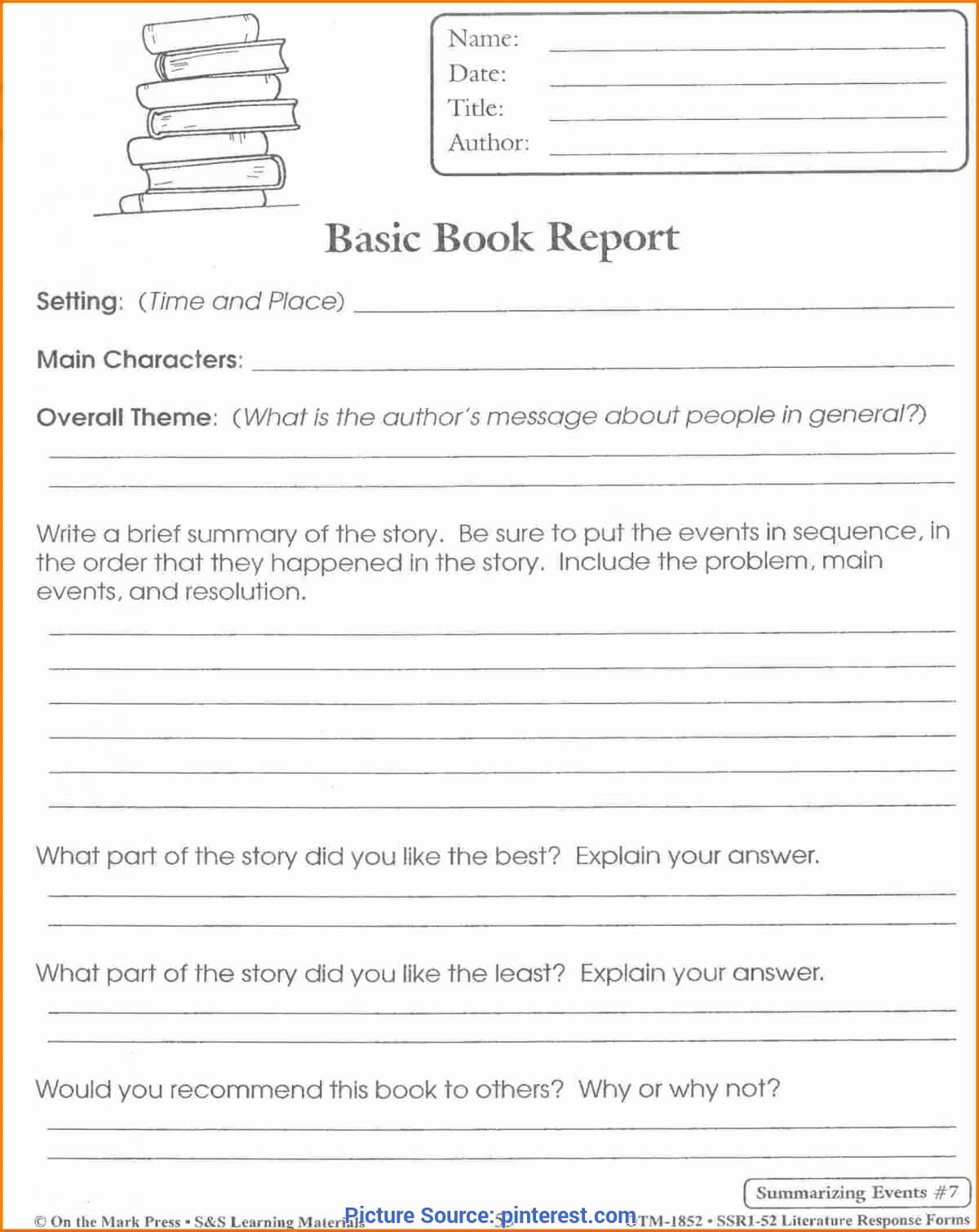 Excellent Book Review Lesson Plan 5Th Grade Related Post With College Book Report Template