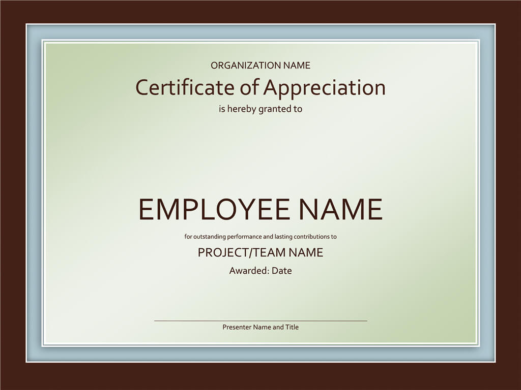Excellent Employee Certificate Of Appreciation Template Throughout Good Job Certificate Template