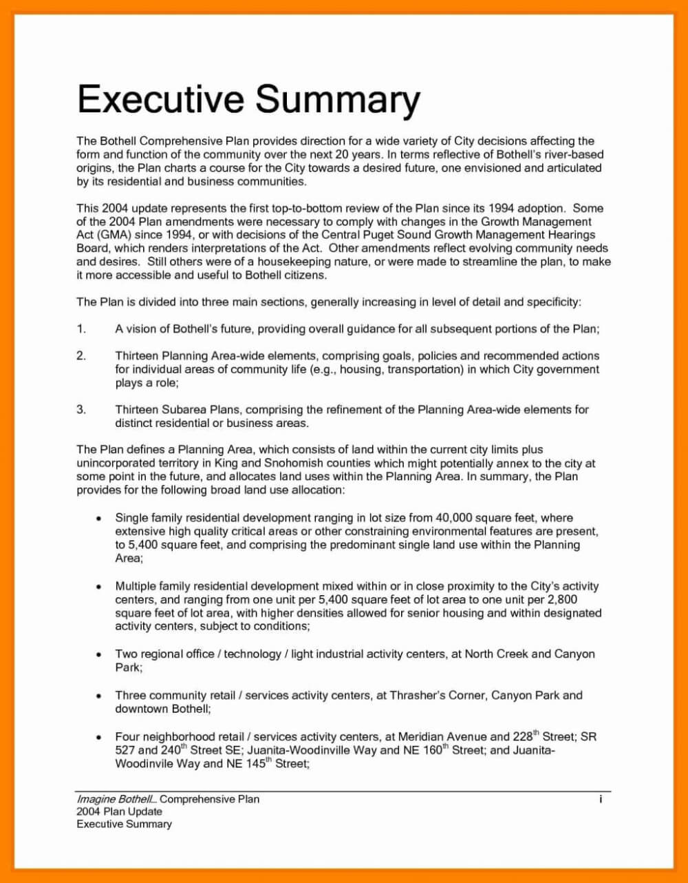 Executive Summary Report Template