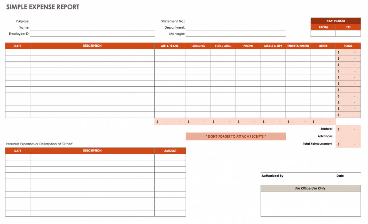 Expense Report Spreadsheet Inside Expense Report Template Xls