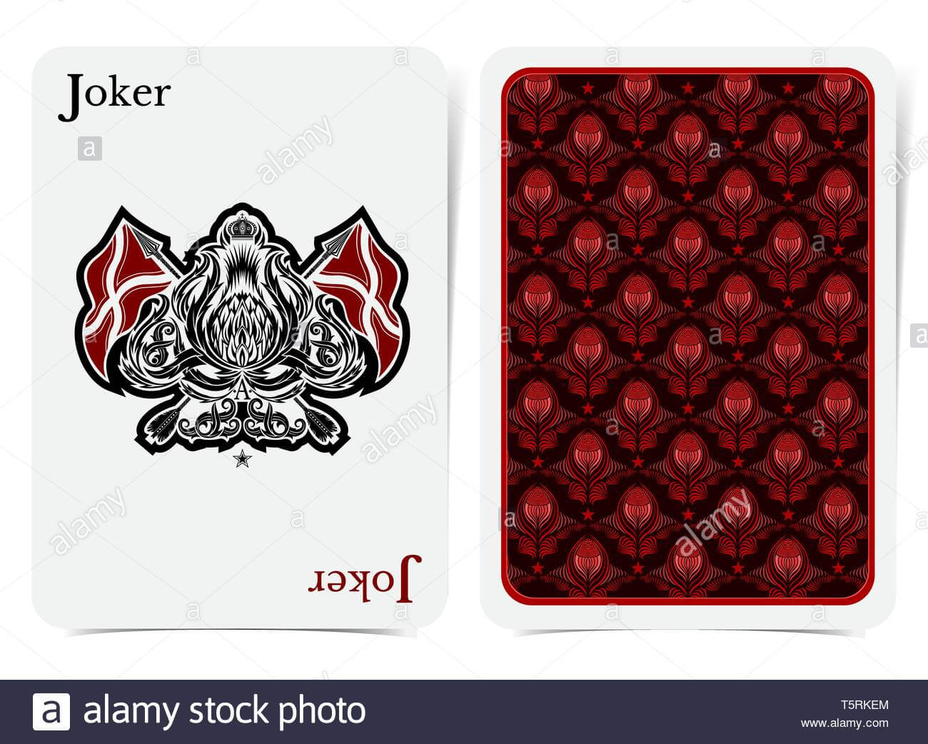 Face Of Joker Card Thistle Plant Pattern With Crossed Flags With Regard To Joker Card Template