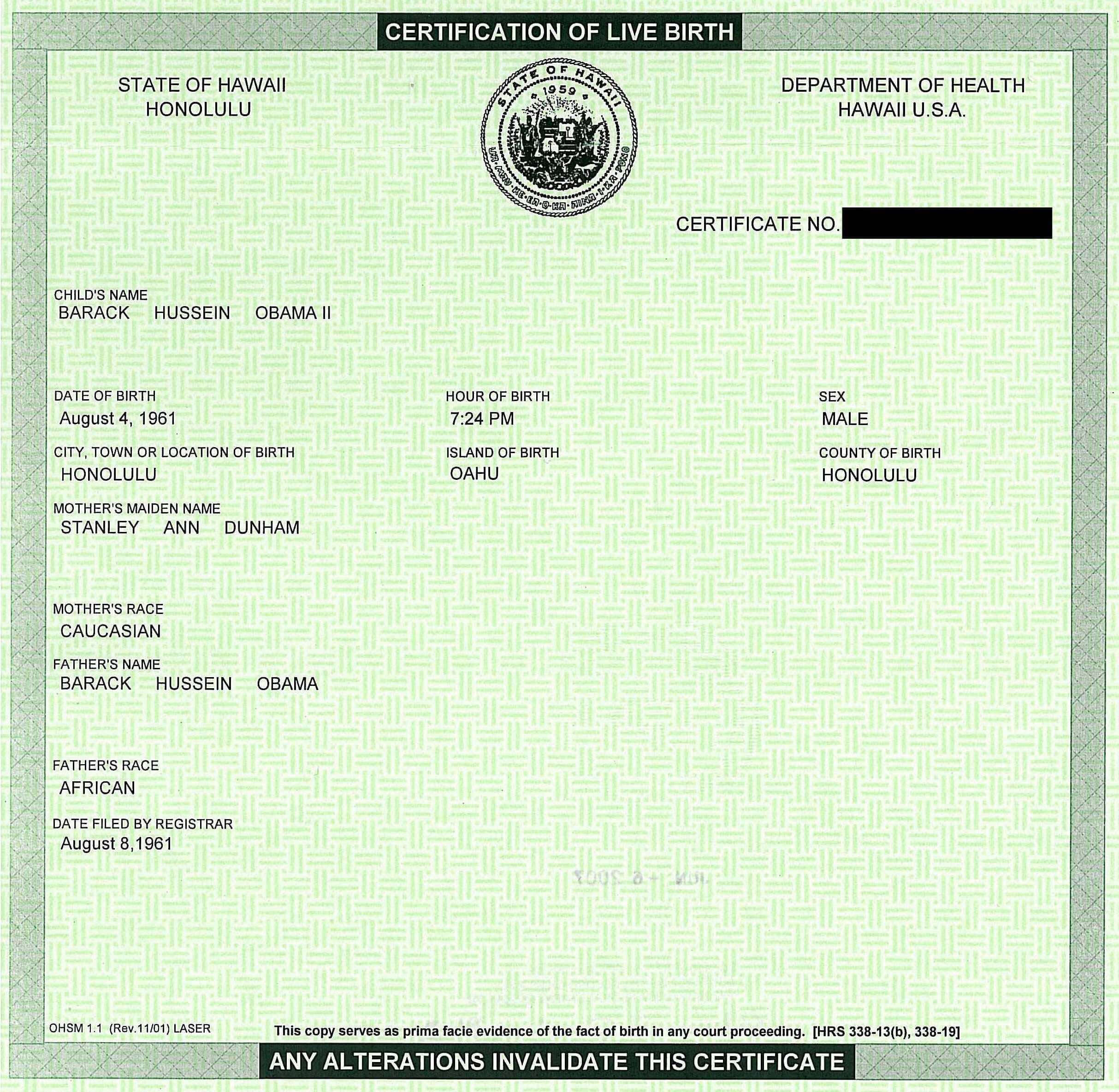 Fake Birth Certificate | Obama Birth Certificate, Birth Intended For Birth Certificate Fake Template