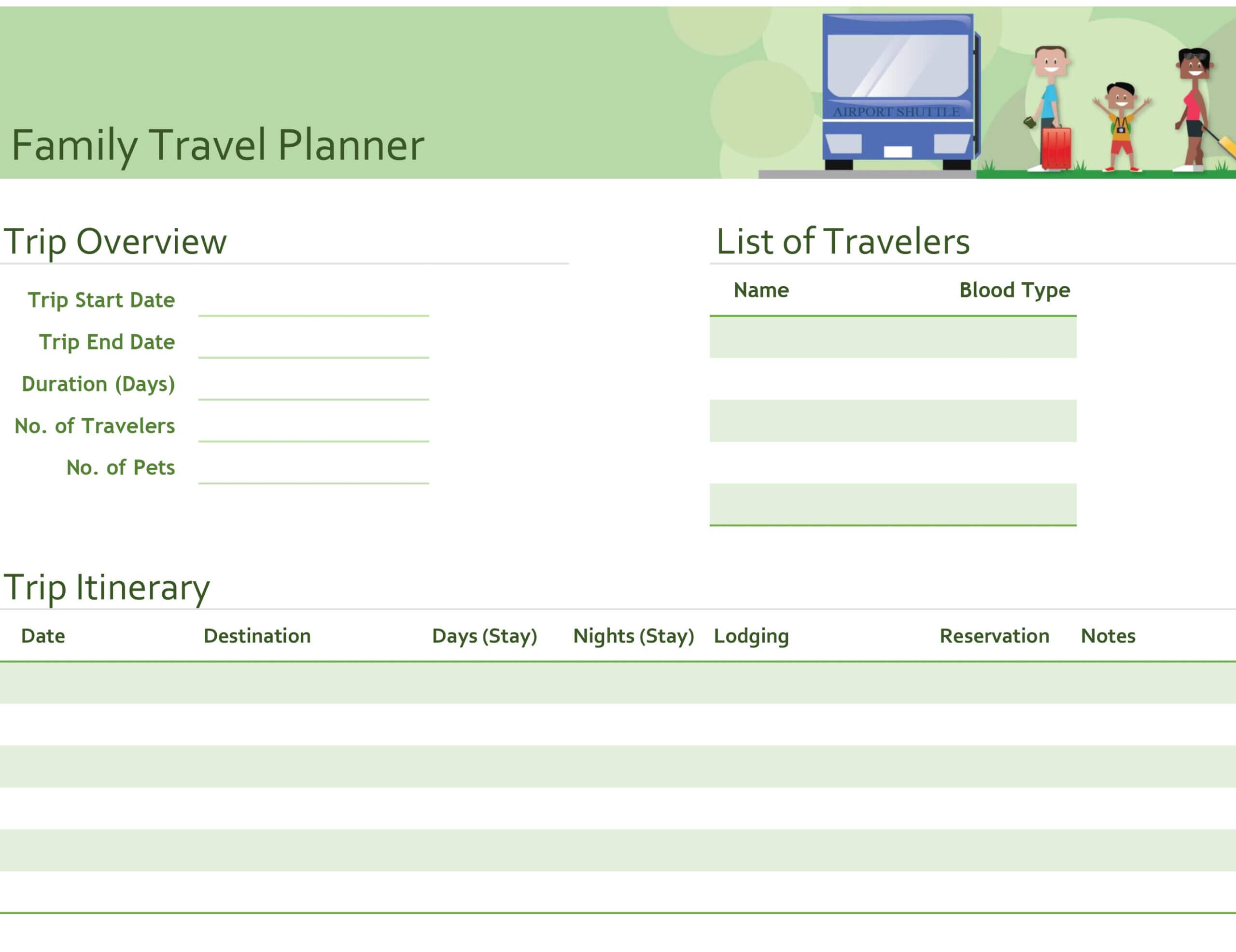 Family Travel Planner – Office Templates & Themes – Office 365 For Blank Trip Itinerary Template
