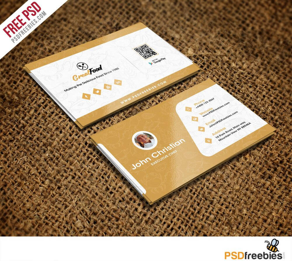 Fantastic Business Cards Psd Templates For Free – Chef Pertaining To Free Complimentary Card Templates