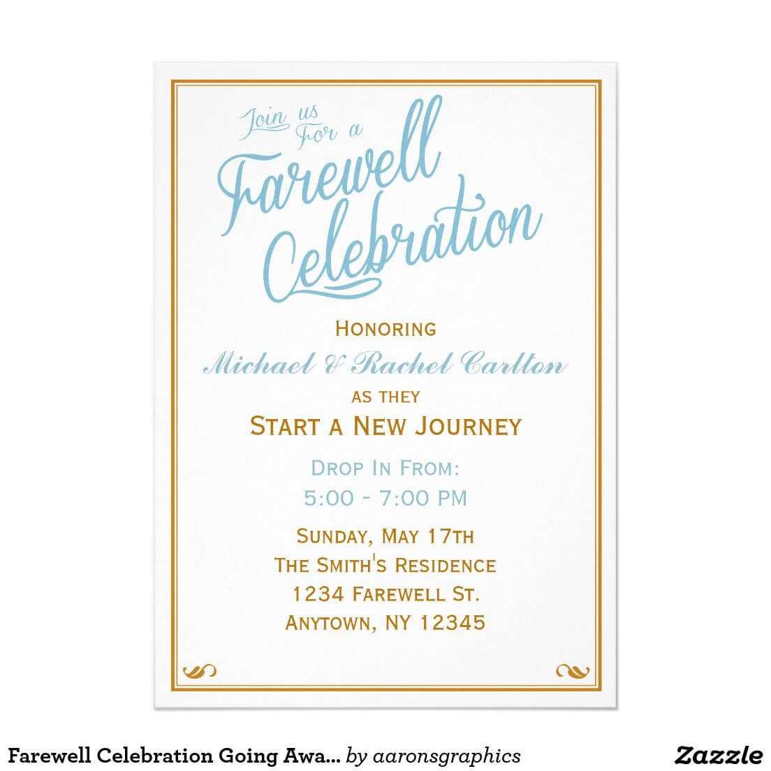 Farewell Celebration Going Away Invitation | Zazzle Throughout Farewell Invitation Card Template