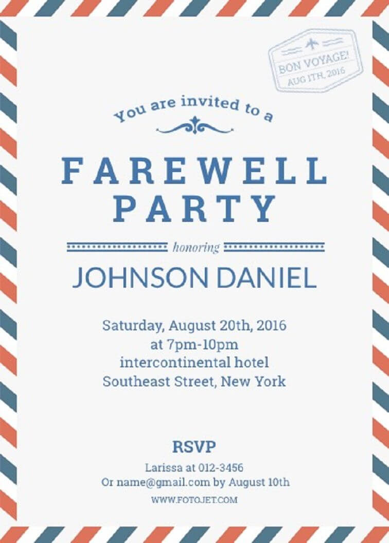 Farewell Party Invitation Template | Farewell Party Intended For Farewell Card Template Word