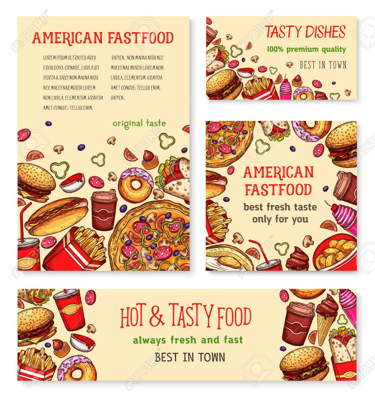 Fast Food Banner And Poster Template Set Design Regarding Food Banner Template