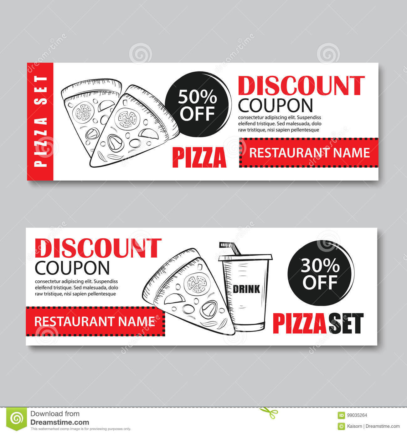 Fast Food Gift Voucher And Coupon Sale Discount Template Regarding Pizza Gift Certificate Template