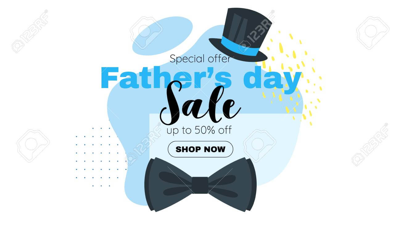 Father Day Sale Banner Template With Bow Tie And Top Hat. Vector.. Regarding Tie Banner Template