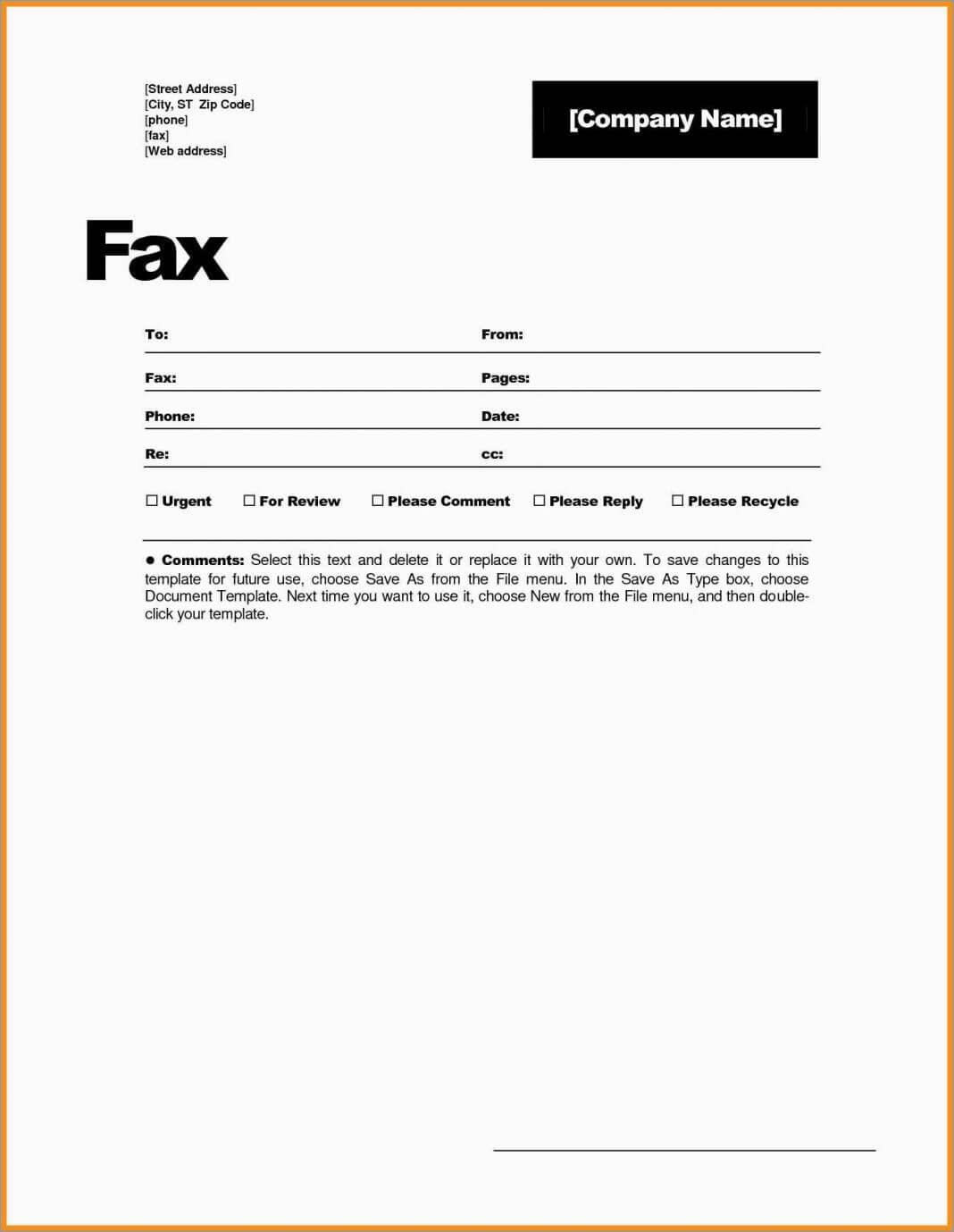 Fax Cover Sheet Template Word Spreadsheet Examples Printable Inside Fax Template Word 2010