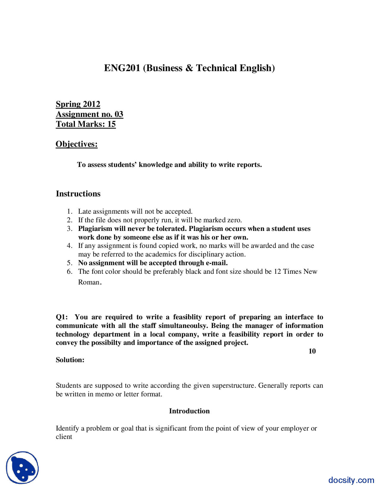 Feasibility Report Business Communication And English With Regard To Technical Feasibility Report Template