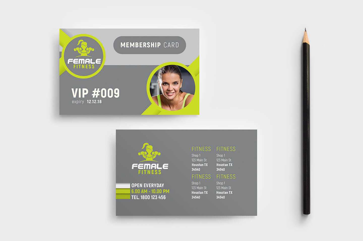 Female Fitness Membership Card Template In Psd, Ai Intended For Gym Membership Card Template