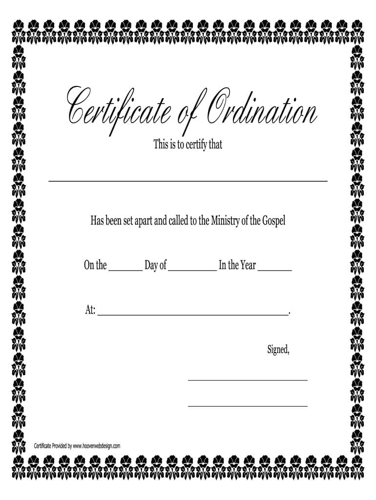 Fillable Online Printable Certificate Of Ordination For Free Ordination Certificate Template