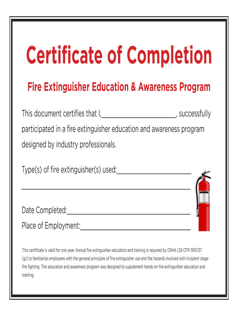 Fire Extinguisher Certificate – Fill Online, Printable Within Fire Extinguisher Certificate Template