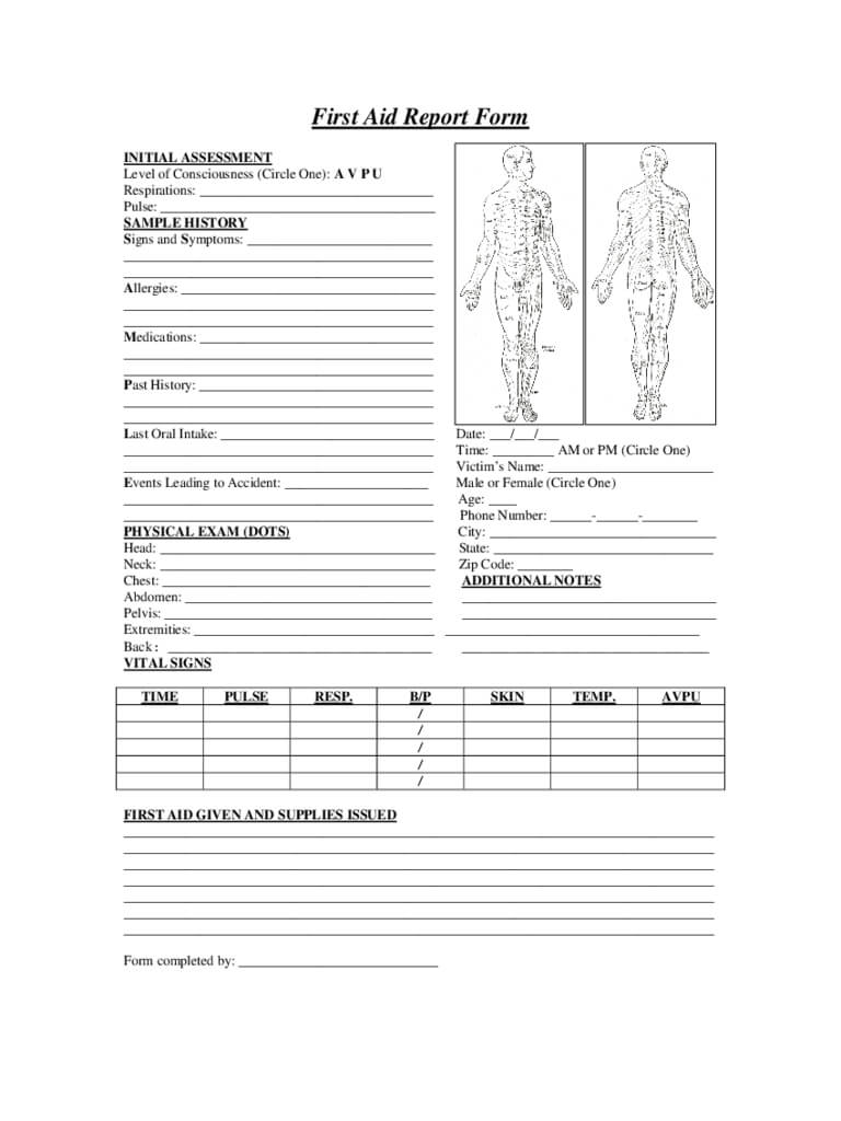 First Aid Report Form – 2 Free Templates In Pdf, Word, Excel Regarding Patient Report Form Template Download