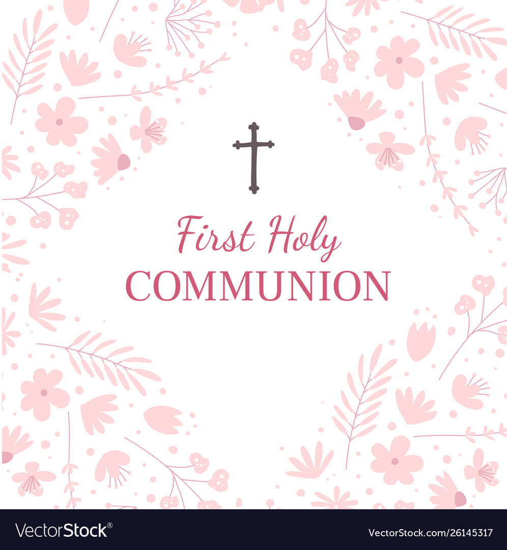 First Holy Communion Greeting Card Design Template With First Communion Banner Templates