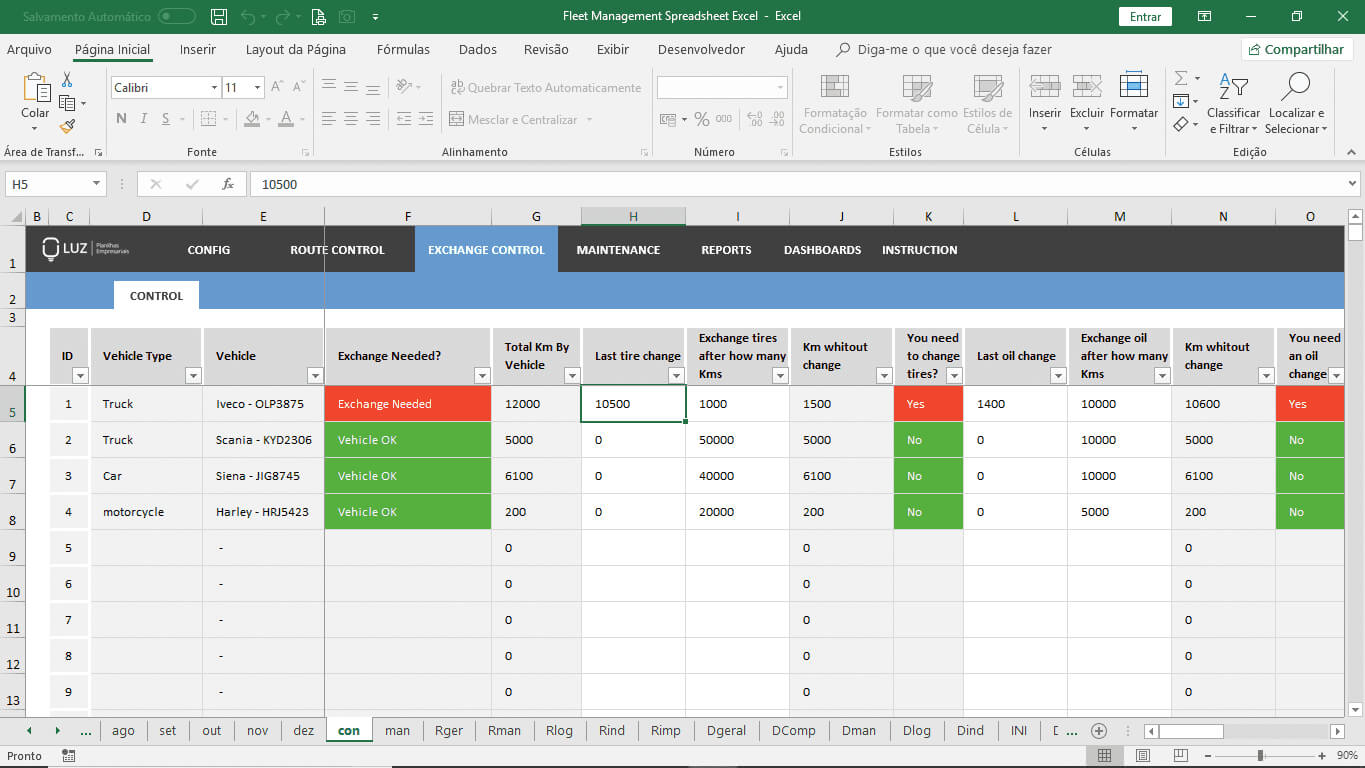 Fleet Management Spreadsheet Excel Throughout Fleet Report Template