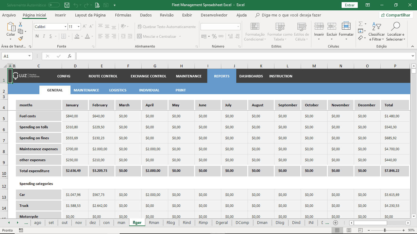 Fleet Management Spreadsheet Excel With Fleet Report Template