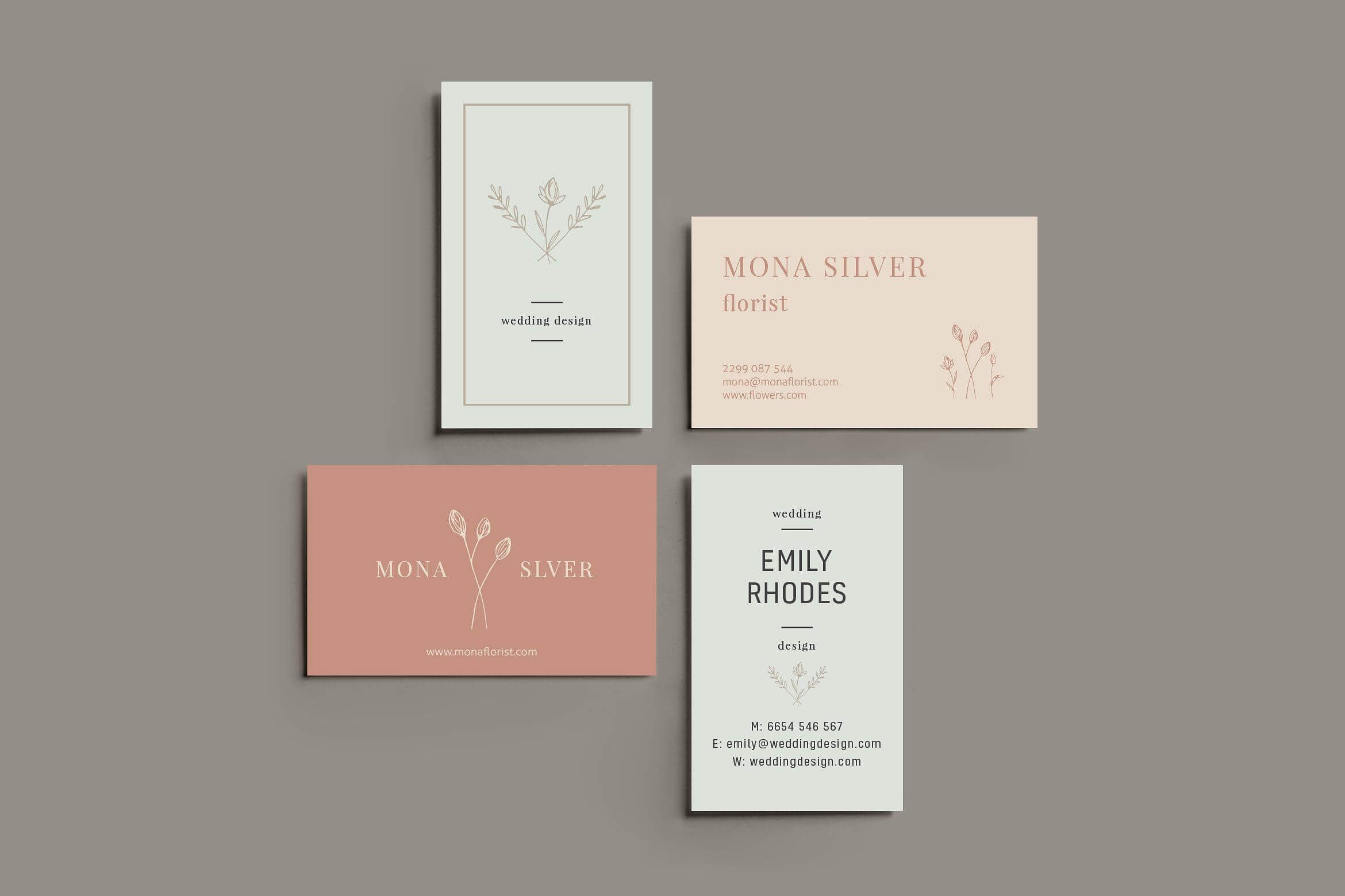 Floral Business Card Template. Ideal For Personal Identity For Adobe Illustrator Business Card Template