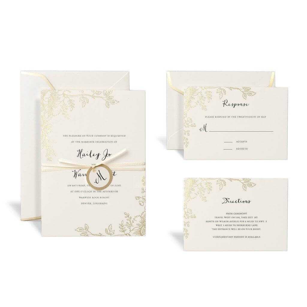 Floral Gold Wedding Invitation Kitcelebrate It For Michaels Place Card Template