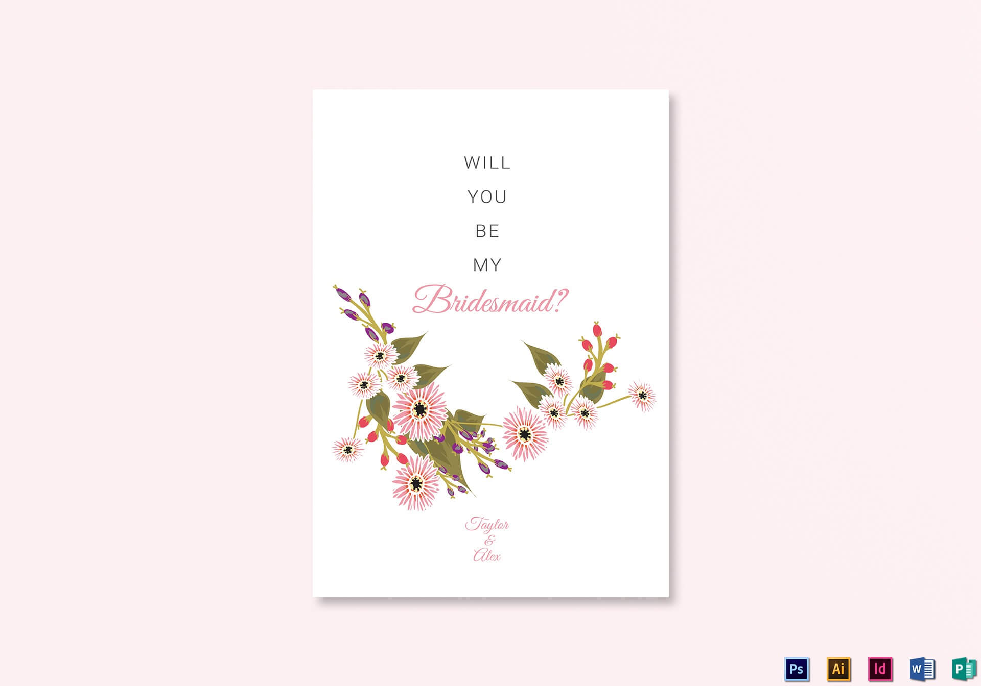 Floral Will You Be My Bridesmaid Card Template For Will You Be My Bridesmaid Card Template