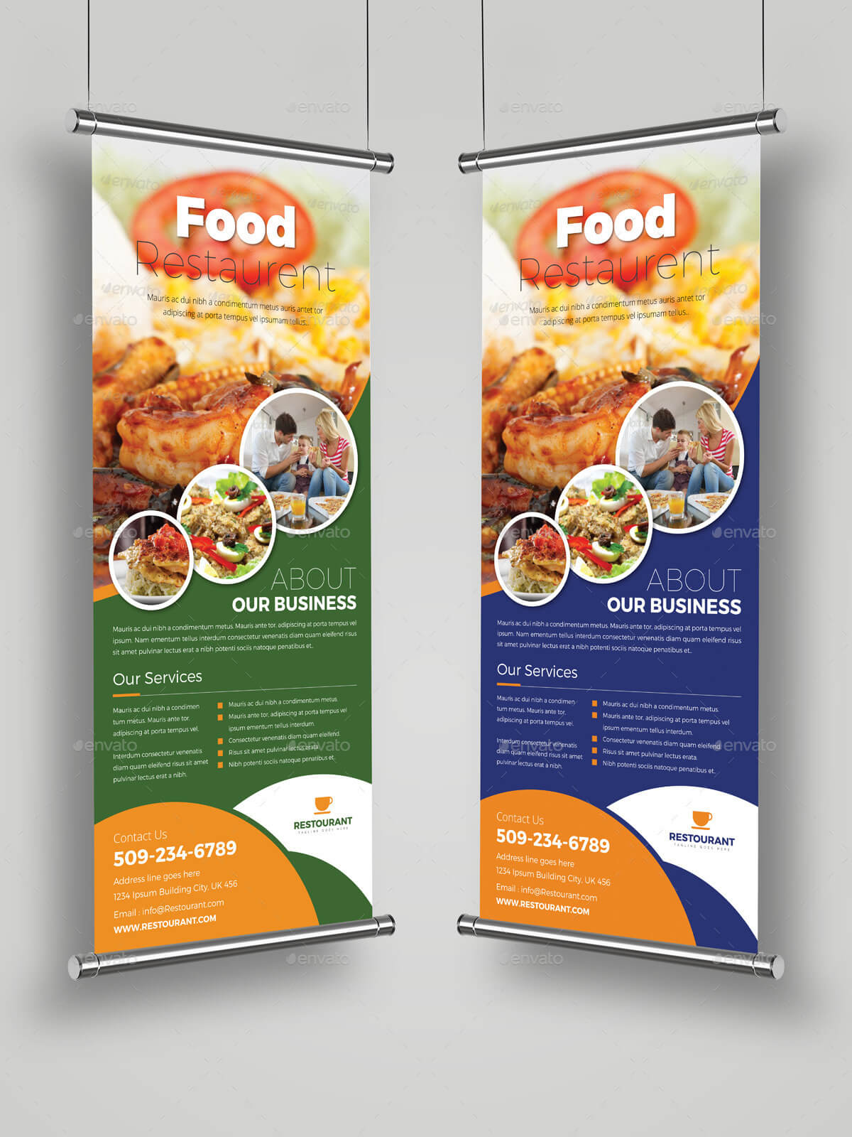 Food Restaurant Roll Up Banner Signage Template For Food Banner Template
