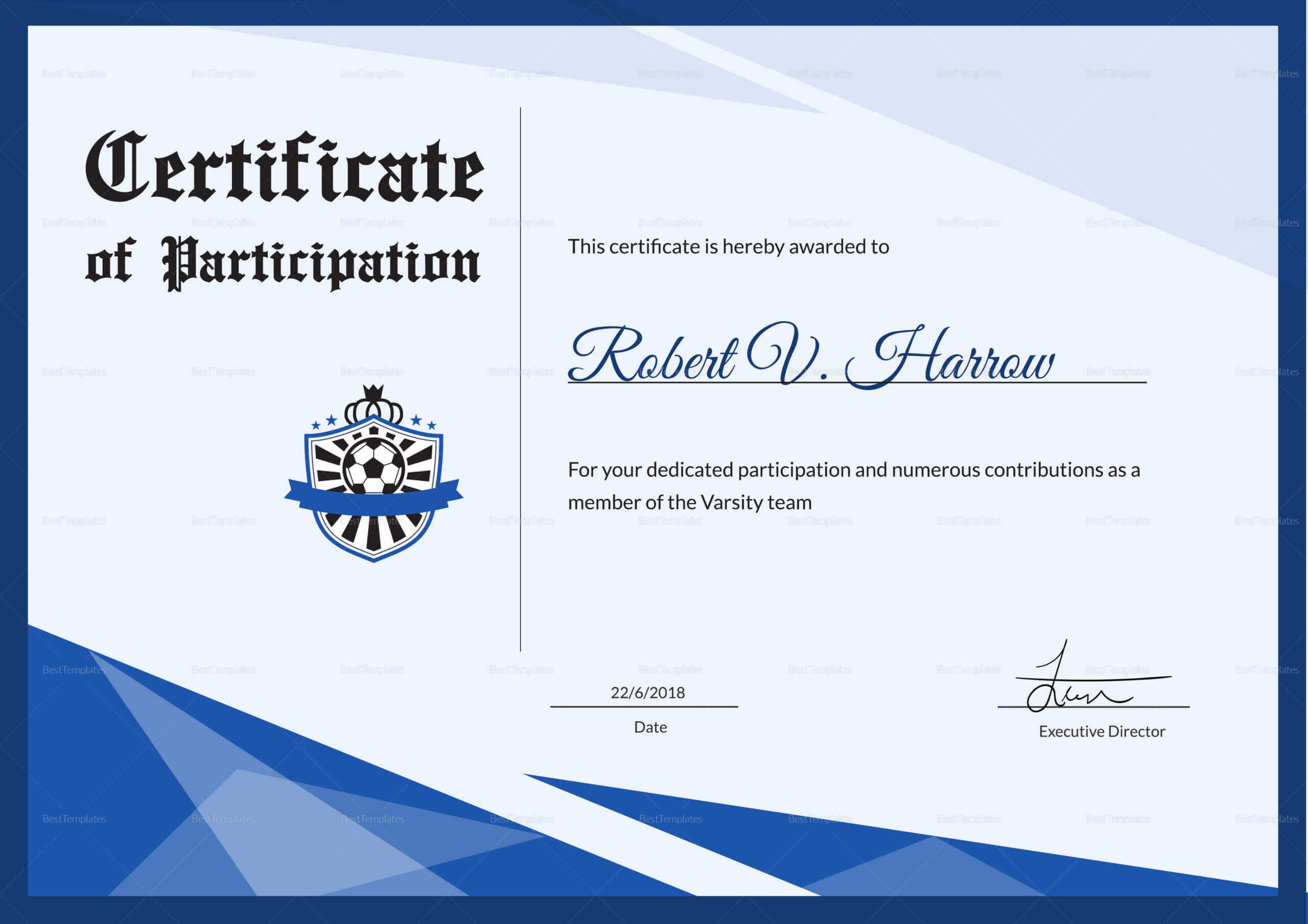Football Award Certificate Template With Regard To Sports Award Certificate Template Word
