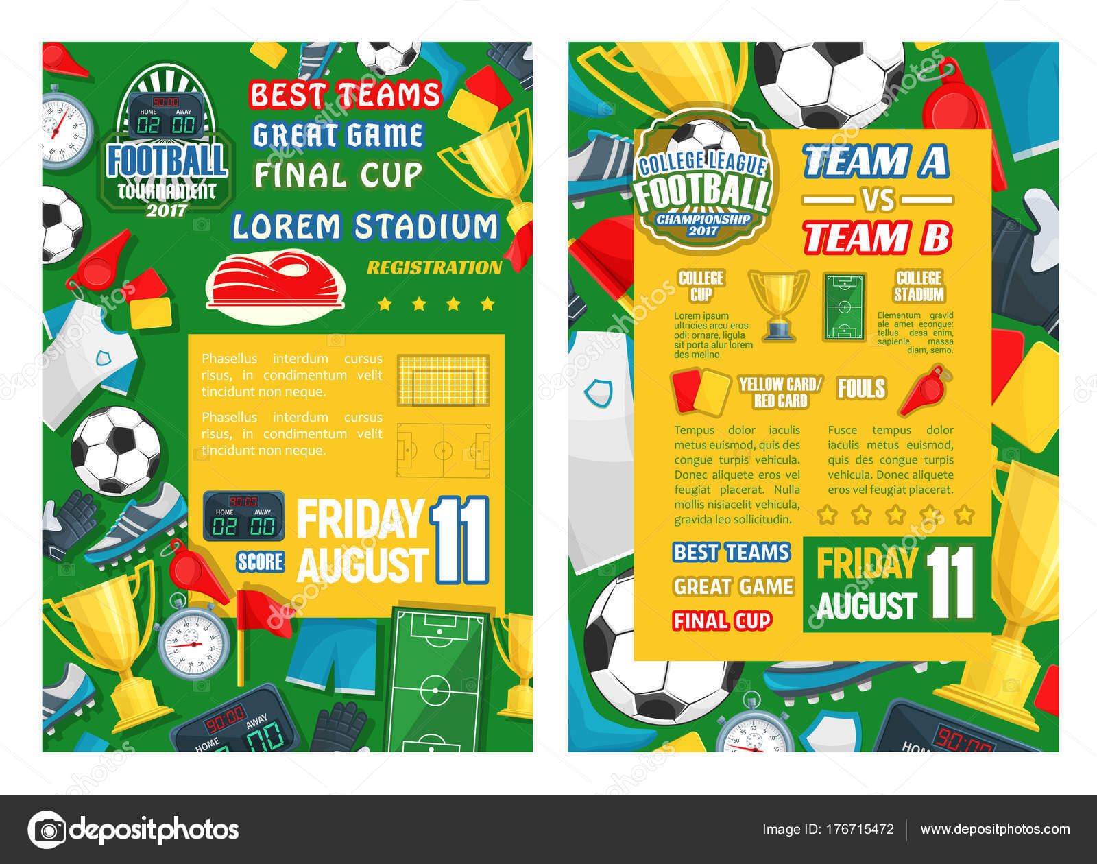 Football Or Soccer Sport Tournament Match Banner — Stock In Soccer Referee Game Card Template