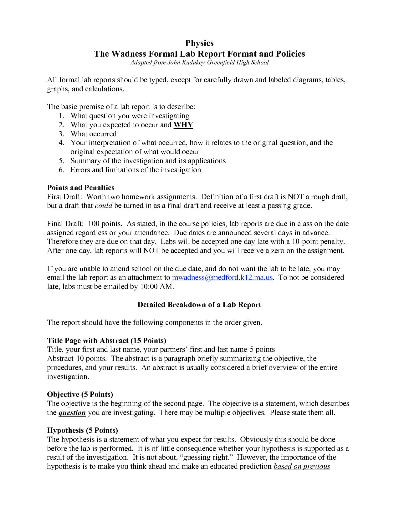 Formal Lab Report Template Physics : Biological Science Within Formal Lab Report Template