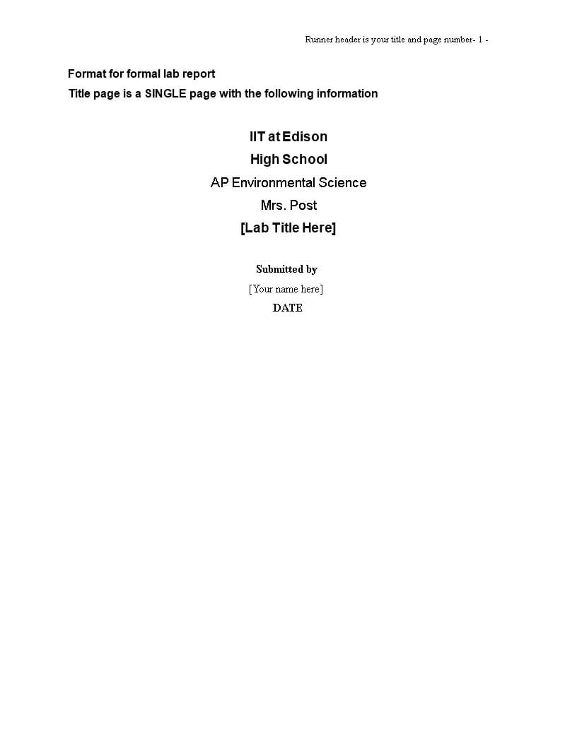 Formal Lab Report | Templates At Allbusinesstemplates Within Formal Lab Report Template