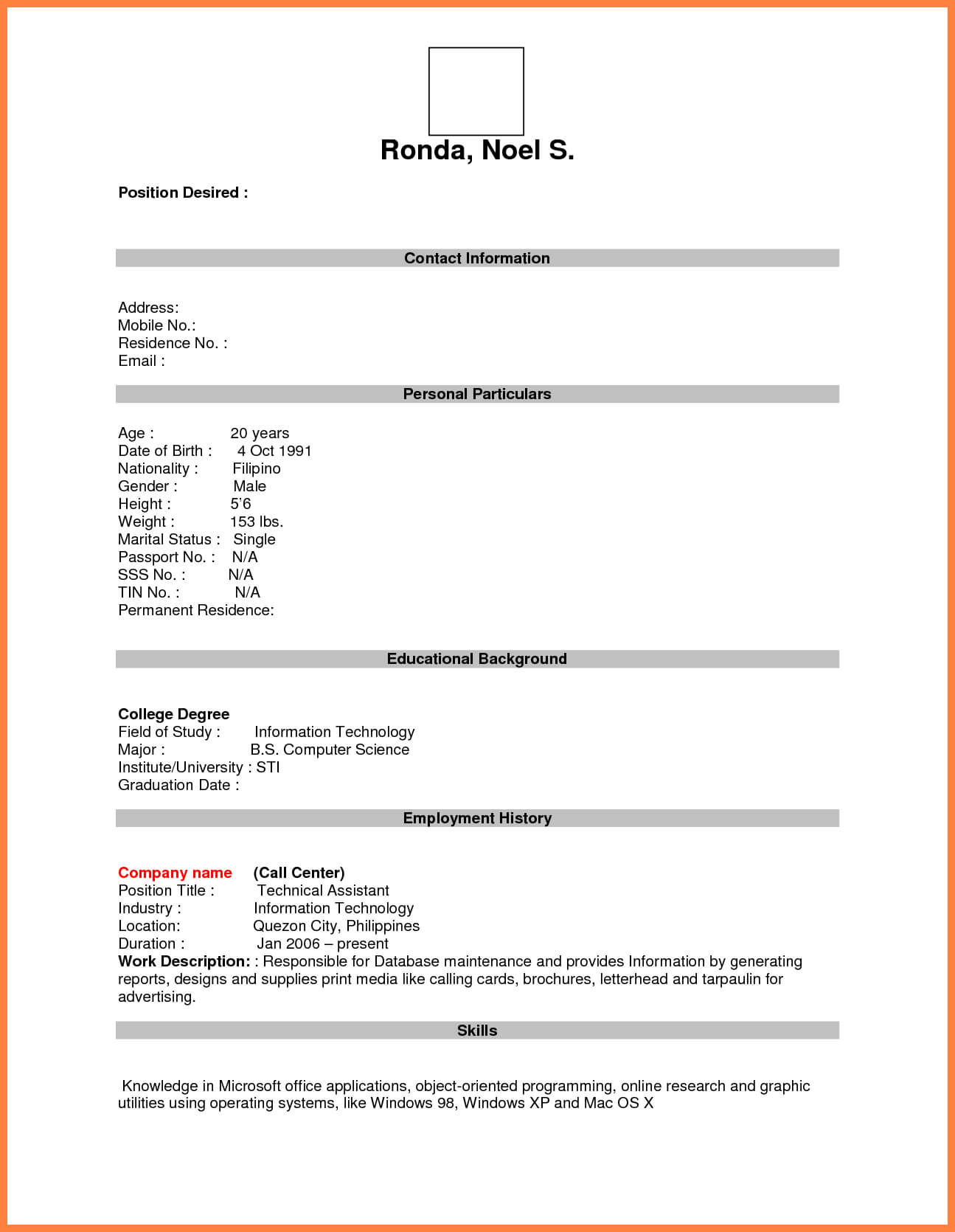 Format For Job Application Pdf Basic Appication Letter Blank With Free Bio Template Fill In Blank