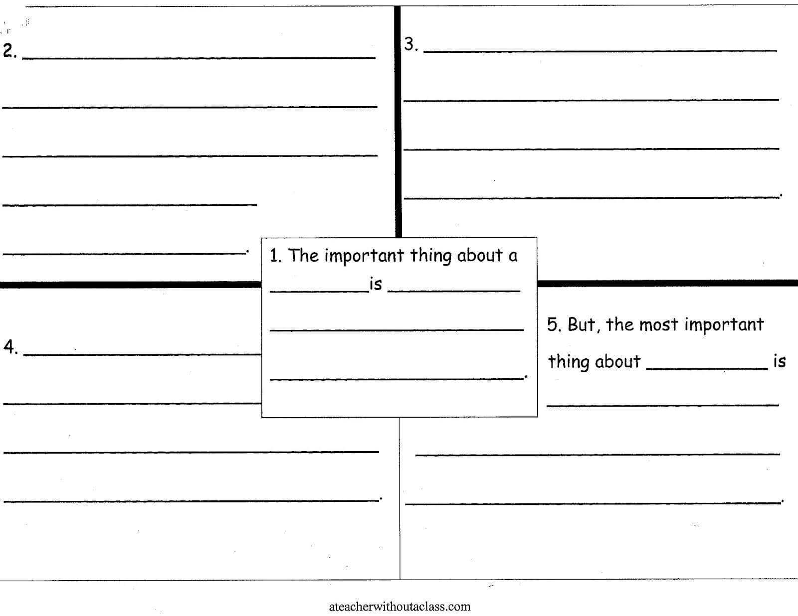 Four Square Writing Templates | The Important Book, Book In Blank Four Square Writing Template