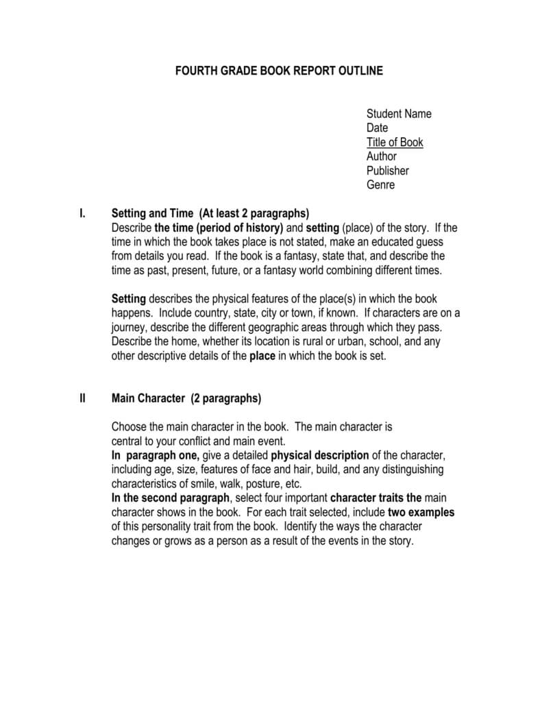 Fourth Grade Book Report Outline Pertaining To Book Report Template 4Th Grade