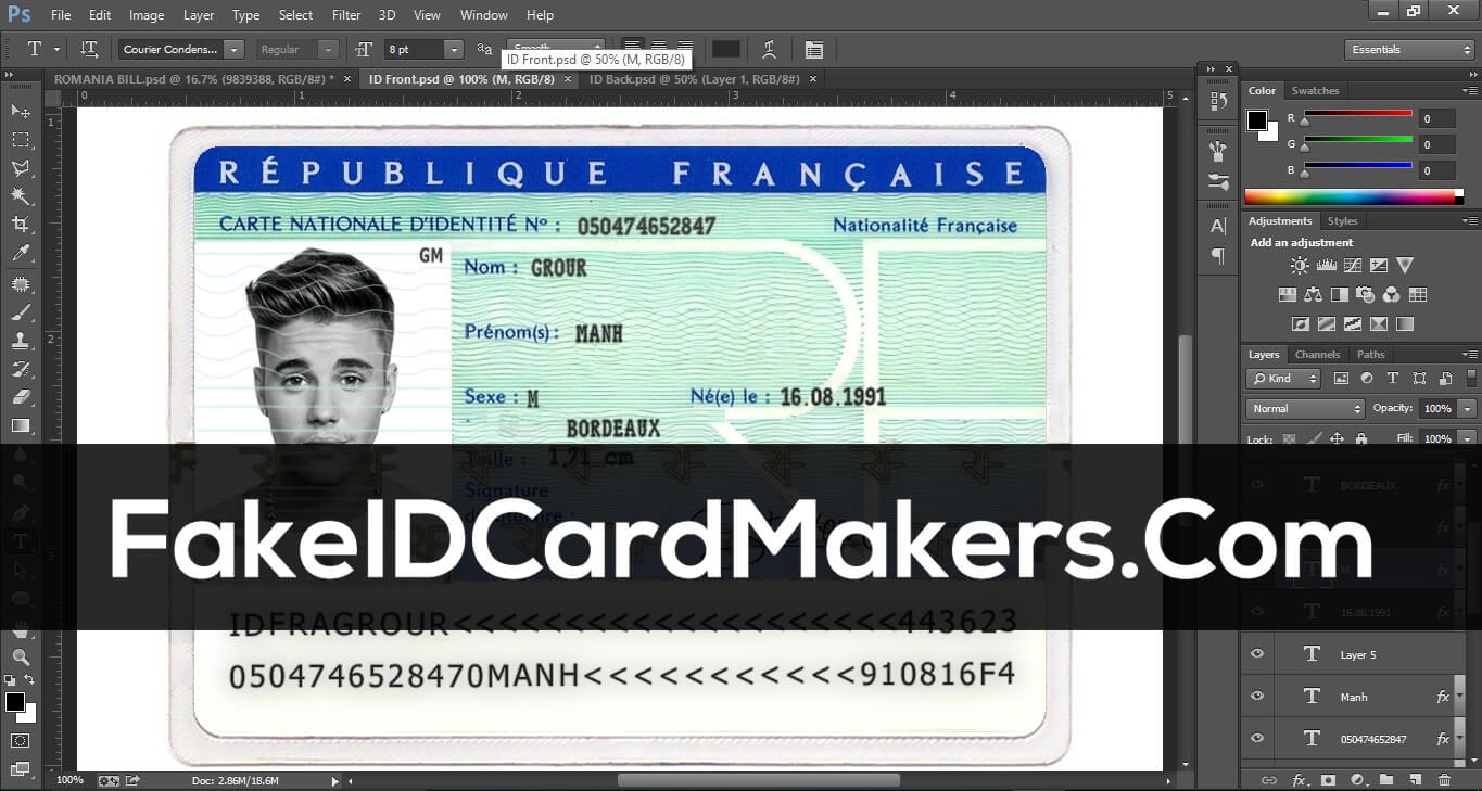 France Id Card Template Psd [Fake Driver License] Throughout French Id Card Template