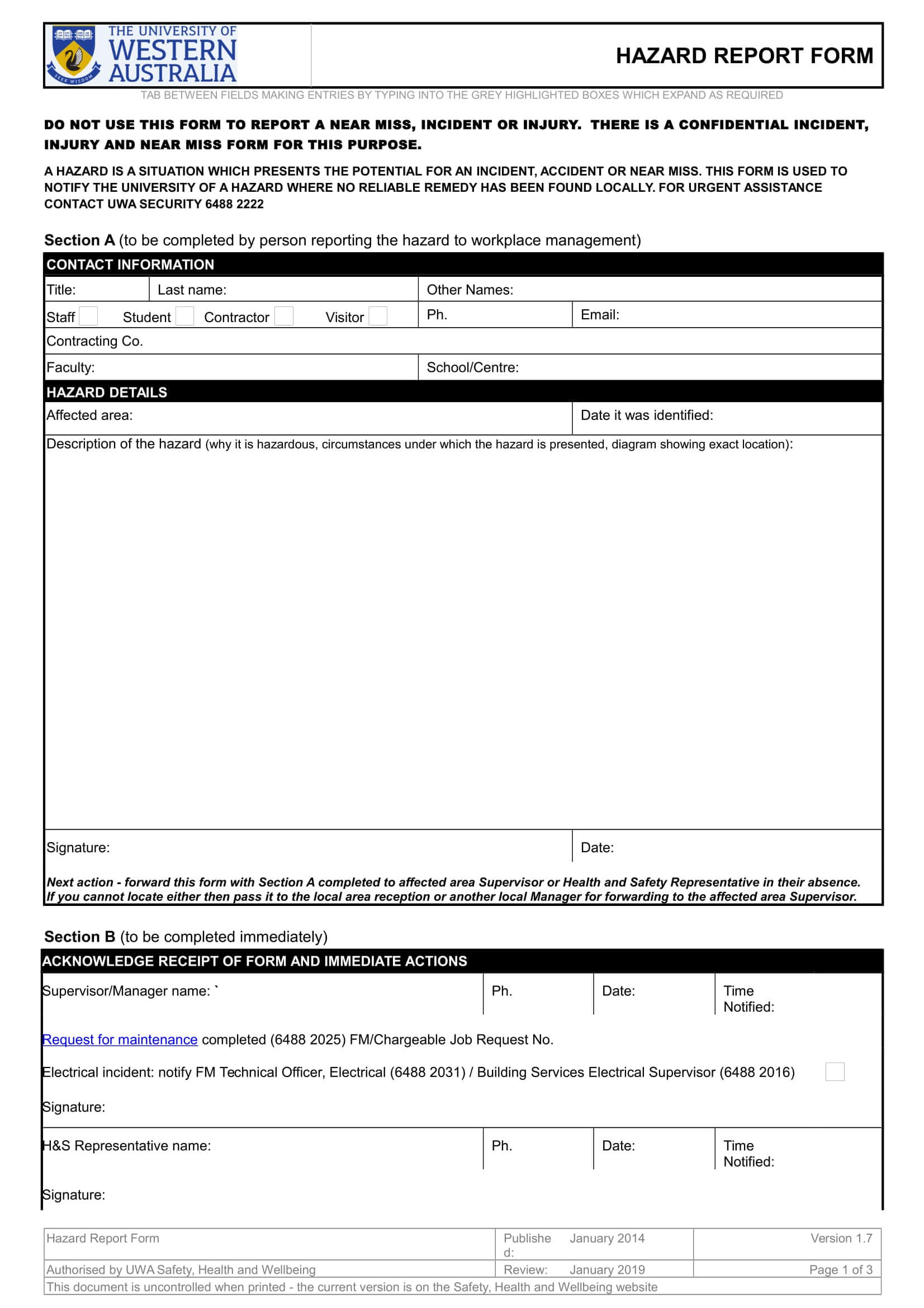 Free 13+ Hazard Report Forms In Word | Pdf With Regard To Hazard Incident Report Form Template
