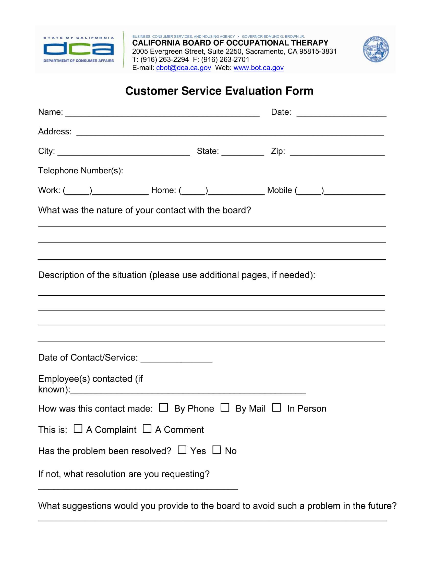 Free 14+ Customer Service Evaluation Forms | Pdf Throughout Blank Evaluation Form Template