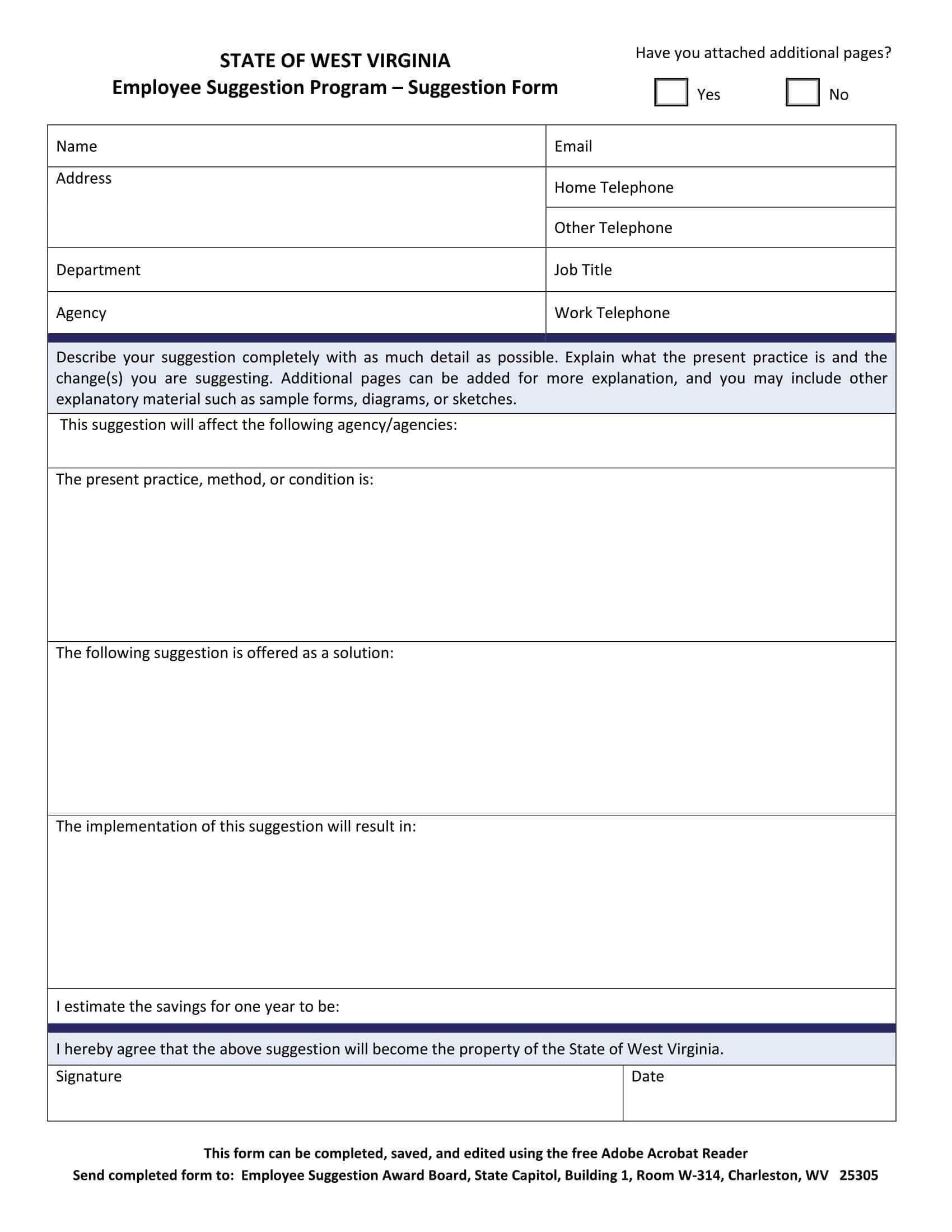 Free 14+ Employee Suggestion Forms In Word | Excel | Pdf With Regard To Word Employee Suggestion Form Template