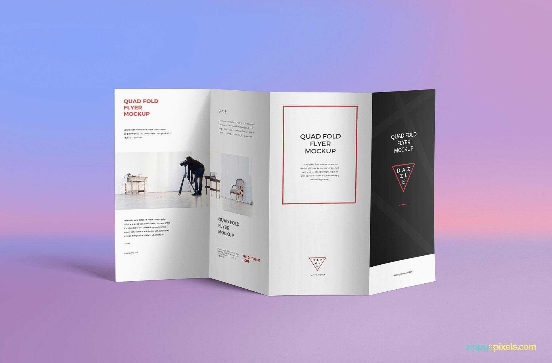 Free 4 Fold Brochure Psd Mockup - Creativebooster | Mockup In 4 Fold Brochure Template