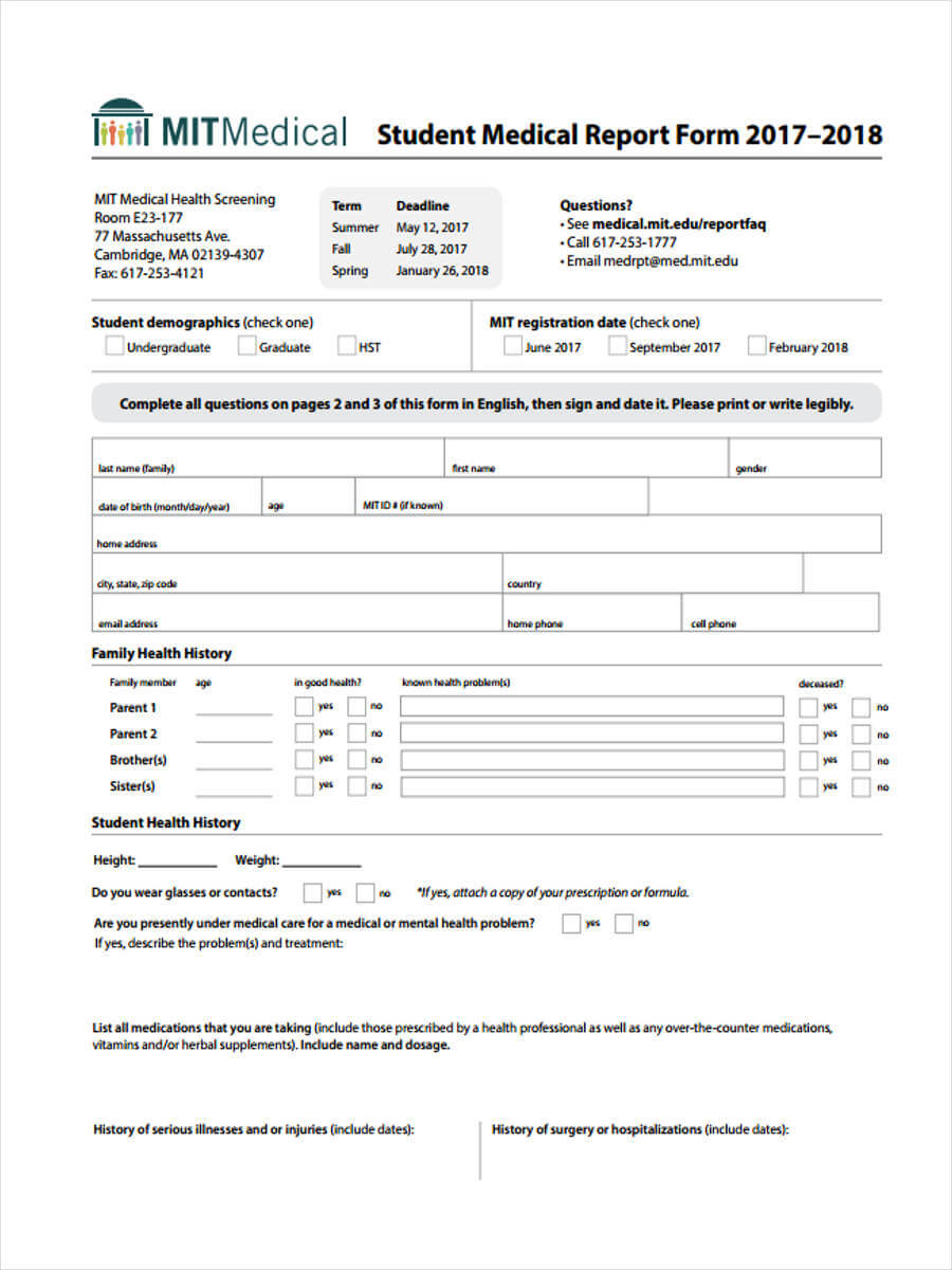 Free 7+ Medical Report Forms In Samples, Examples, Formats Pertaining To Medical Report Template Free Downloads