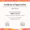 Free Appreciation Certificate | Certificate Of Appreciation With First Place Certificate Template