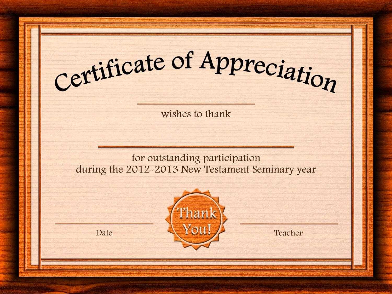 Free Appreciation Certificate Templates Supplier Contract Regarding In Appreciation Certificate Templates